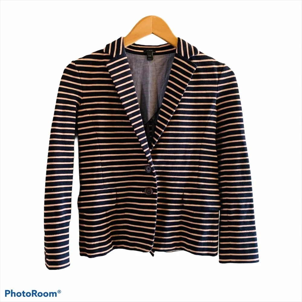 J.Crew Striped Knit Maritime Blazer Black Tan